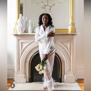White feather pajama set